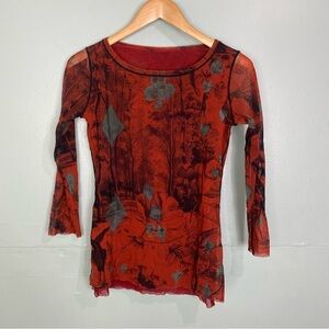 Jean Paul Gaultier Fuzzi Mesh Cards Hearts Spades Birds Y2K L? Read Description‎